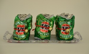 Very Bitter 2014 aluminium can over plaster, cord, metal bell, plastic tray, synthetic cloth 12x 30x 20cm