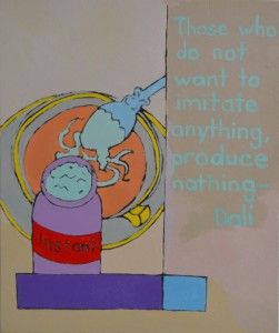 Imitate to produce, 2015, Acrylic on board, 30 x 25cm