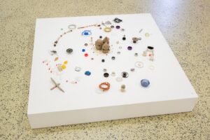 Breaking ground exhibition view of participatory floor pieces, photo Brenton McGeachie